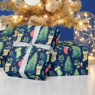 Weihnachts-Strümpfe Bäume Berries Weihnachten Geschenkpapier