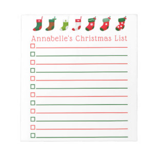 Weihnachts-Strümpfe Einkaufsliste personalisieren Notizblock