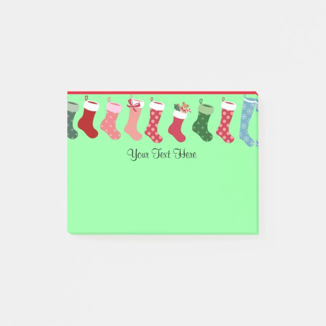 Weihnachts-Strümpfe - individualisierbare Vorlage Post-it Klebezettel (Vorderseite)