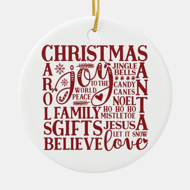 Weihnachts-Subway-Art | Spaß Einfach Minimalistisc Keramik Ornament (Vorne)