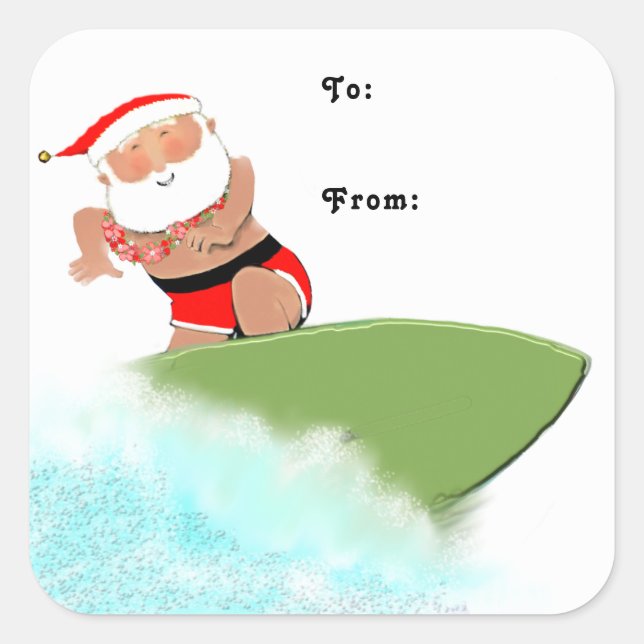Weihnachts-Surfgeschenke Quadratischer Aufkleber (Vorderseite)