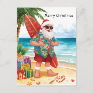 Weihnachts-Surfing im Juli mit SANTA CLAUS Postkarte