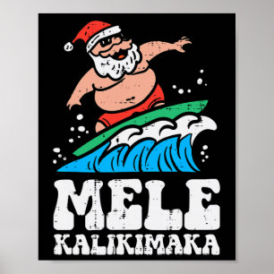 Weihnachts-Surfing Mele Kalikimala Xmas Hawaii Män Poster