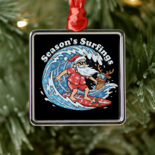 Weihnachts Surfings Lustiger Surfender Weihnachtsm Ornament Aus Metall