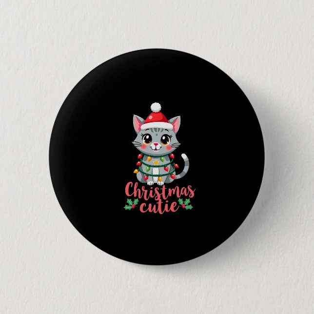 Weihnachts-Süsse Katzen Weihnachtsfeiertag T - Shi Button (Vorderseite)