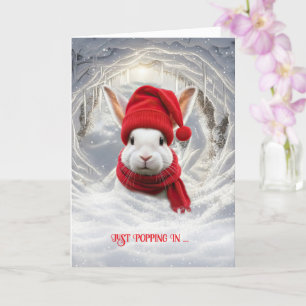 Weihnachts Süßer Weißer Hase Kaninchen Karte