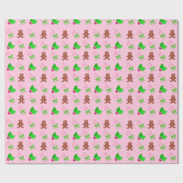 Weihnachts-Süßigkeiten Geschenkpapier (Saum)