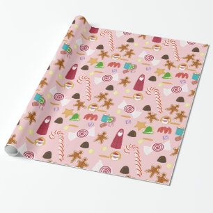 Weihnachts Süßigkeiten Zuckerstangen Geschenkpapier
