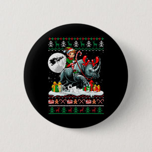 Weihnachts-Sweater-Elf Rhino Reittiere Kinder T Button