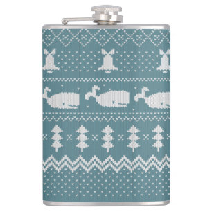 Weihnachts-Sweater gezwitschert Muster Whale Scand Flachmann