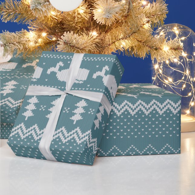 Weihnachts-Sweater gezwitschert Muster Whale Scand Geschenkpapier (Feiertage)
