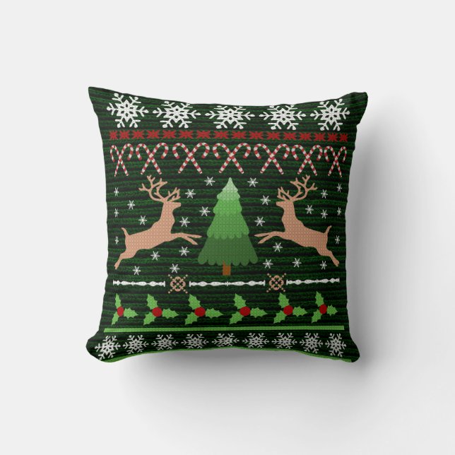 Weihnachts-Sweater-Holiday Reindeer Kissen (Vorderseite)