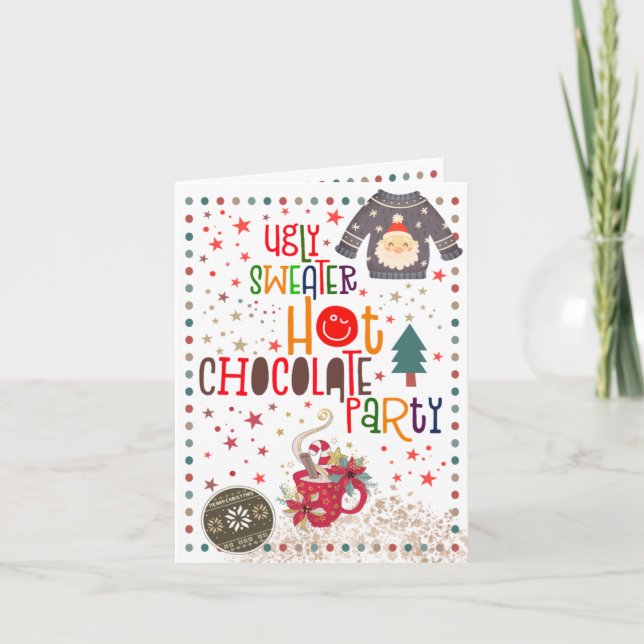 Weihnachts-Sweater-Hot-Chocolate-Party Einladung (Vorderseite)