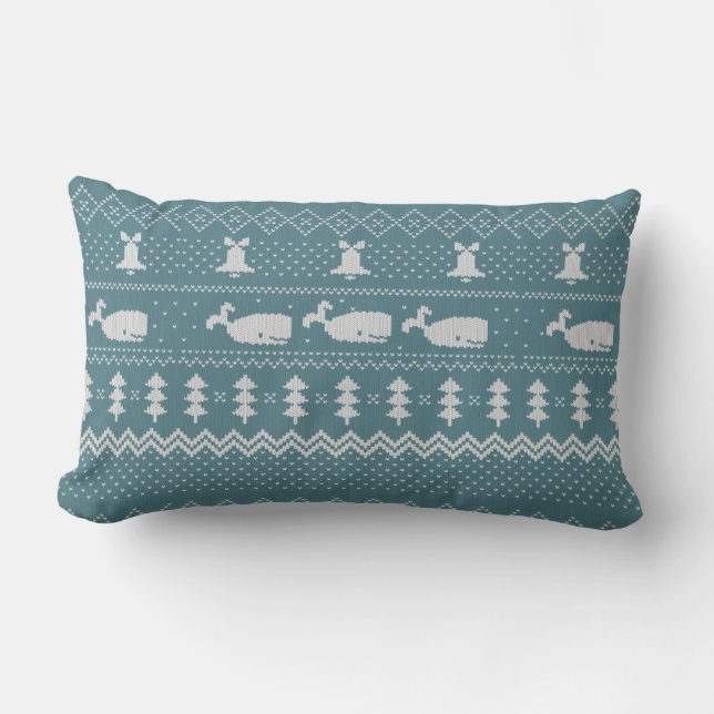 Weihnachts-Sweater-Knette Muster Whale Dekoration Lendenkissen (Vorderseite)
