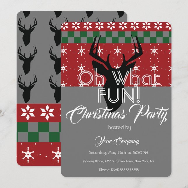 Weihnachts-Sweater Office Party Hirsch Ugly Sweate Einladung (Vorne/Hinten)
