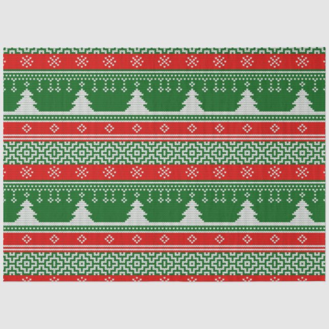Weihnachts-Sweater Pine Trees Schneeflocken Weihna Seidenpapier (Vorderseite)