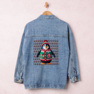 Weihnachts-Sweater-Pinguin Jeansjacke