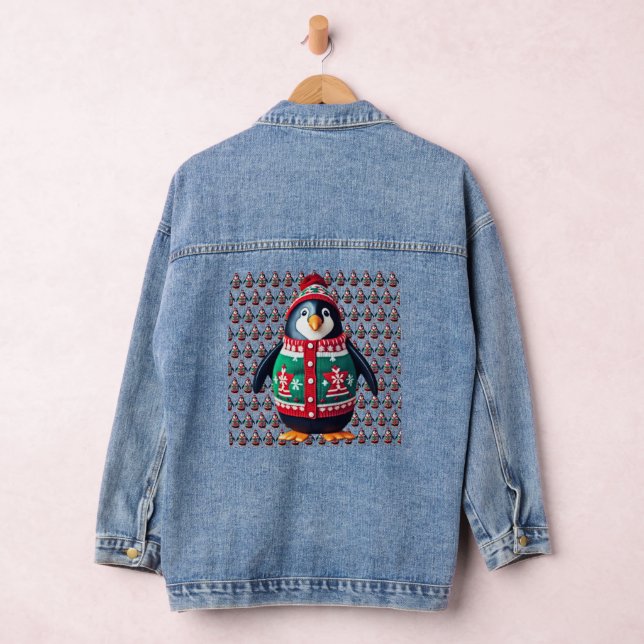 Weihnachts-Sweater-Pinguin Jeansjacke (Hangar)