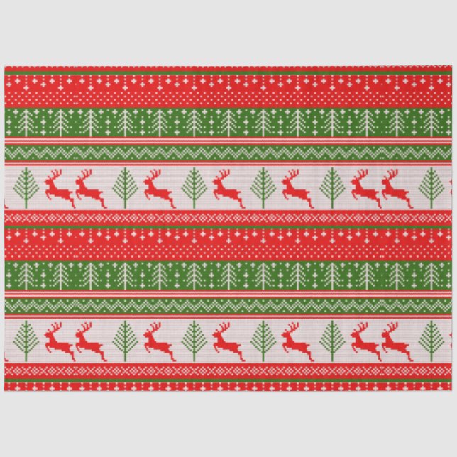 Weihnachts-Sweater Rentier Pine Trees Weihnachten Seidenpapier (Vorderseite)