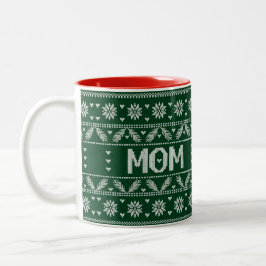 Weihnachts-Sweater-Strick-Muster — Mama Zweifarbige Tasse