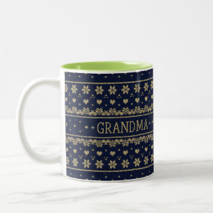 Weihnachts-Sweater-Strick-Muster — Oma Zweifarbige Tasse