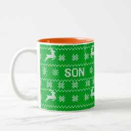 Weihnachts-Sweater-Strick-Muster — Sohn Zweifarbige Tasse