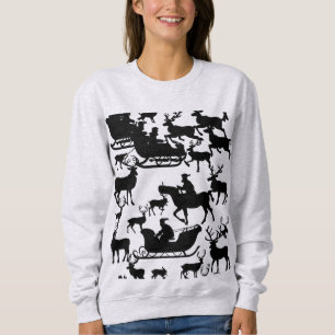 Weihnachts-Sweatshirt für Damen mit Santa und Hirs Sweatshirt