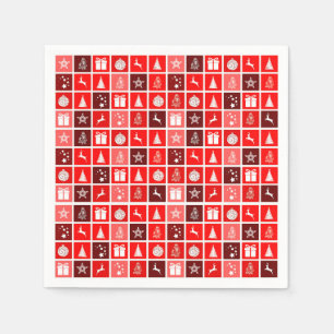Weihnachts-Symbol rote Quadrate Holiday Art Klassi Serviette