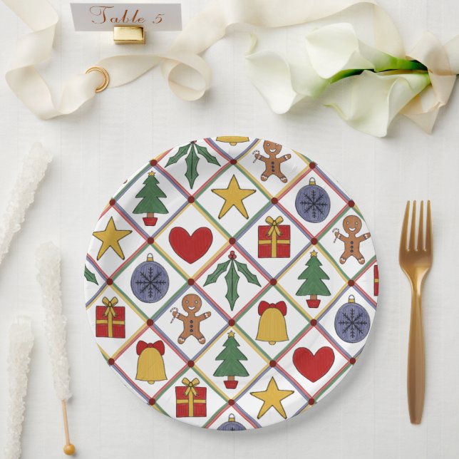 Weihnachts-Symbol Rotes grünes Party Pappteller (Hochzeit)