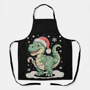 Weihnachts-T-Rex-Dinosaurier-Xmas-Santa-Hut-Feiert Schürze