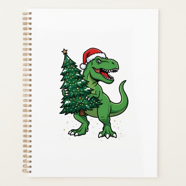 Weihnachts-T-Rex trägt Weihnachtsbaum Planer (Vorderseite)