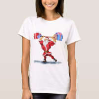 Weihnachts-T - Shirt Bodybuilder Santa mit Geschen