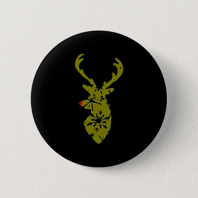 Weihnachts-T-Shirt, Cooles Weihnachts-Hirsch-Shirt Button (Vorderseite)