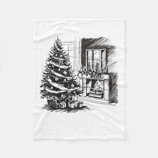 Weihnachts-T-Shirts Weihnachten Weihnachten-Skizze Fleecedecke (Vorderseite)