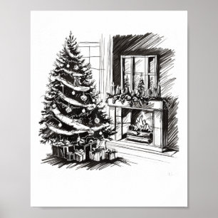 Weihnachts-T-Shirts Weihnachten Weihnachten-Skizze Poster