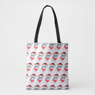 Weihnachts-Tabby-Katze mit rotem Schal für Tierlie Tasche