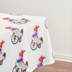 Weihnachts-Tabletts Gnome mit Fahrrad und Geschenk Tischdecke