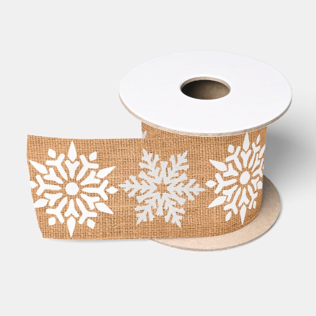 Weihnachts-Tan-Imitate Burlap mit Schneeflocken Satinband (Spule)