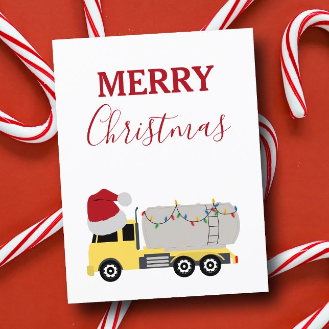 Weihnachts-Tanker LKW Feiertagspostkarte (Christmas Tanker Truck Transportation Trucks Holiday Postcard)