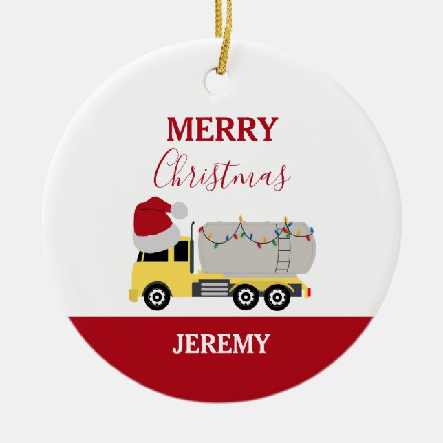 Weihnachts-Tanker LKW Name Keramik Ornament (Vorne)