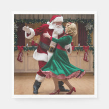 Weihnachts-Tanz-Santa-Servietten.