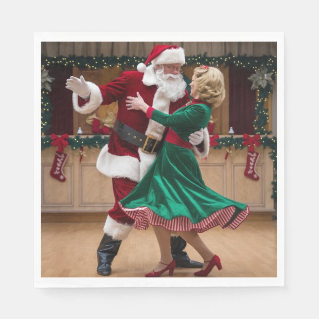 Weihnachts-Tanz-Santa-Servietten. Serviette (Vorderseite)