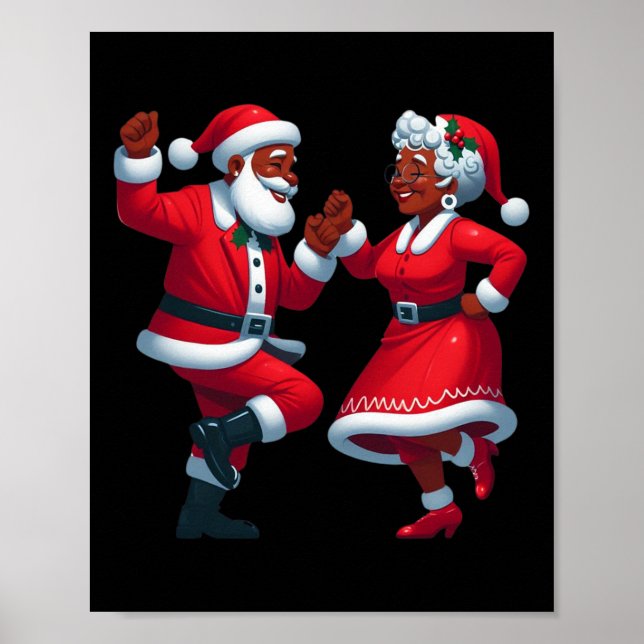 Weihnachts-Tanz Schwarzen Amerikaner Santa Mrs. Poster (Vorne)
