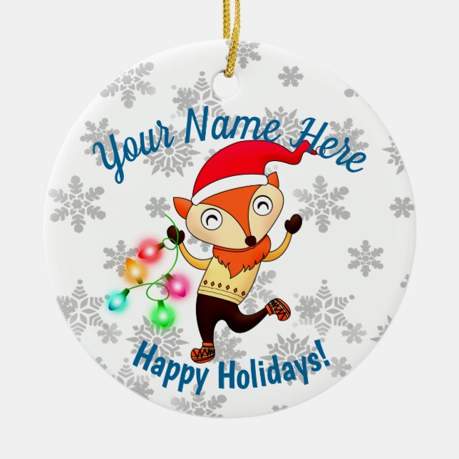 Weihnachts-Tanzfox Custom Keramik Ornament (Vorne)