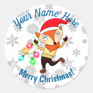 Weihnachts Tanzfox Custom Runder Aufkleber