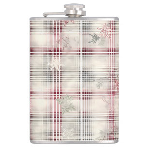 Weihnachts-Tartan-Blumendesign Serie #13 Flachmann
