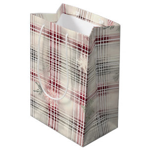 Weihnachts-Tartan-Blumendesign Serie #13 Mittlere Geschenktüte