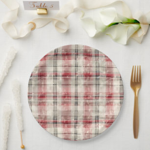 Weihnachts-Tartan-Blumendesign Serie #15 Pappteller