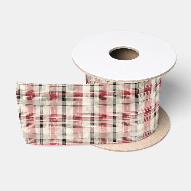 Weihnachts-Tartan-Blumendesign Serie #15 Satinband (Spule)