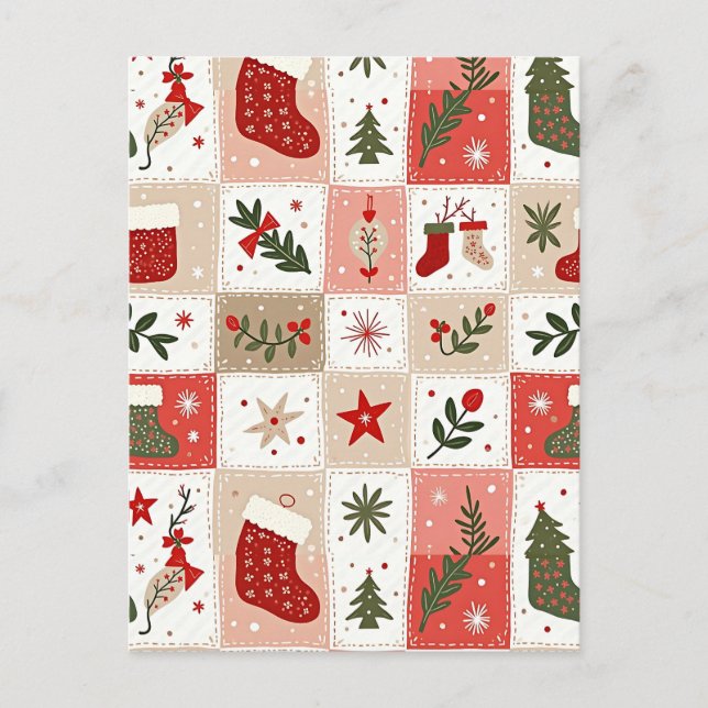 Weihnachts-Tartan Feiertagspostkarte (Vorderseite)